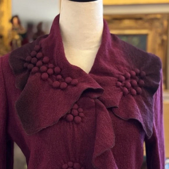 EUC CoVelo Wool Felt Ombre Jacket Plum Purple Berry Magenta. Size Medium. - Picture 5 of 7